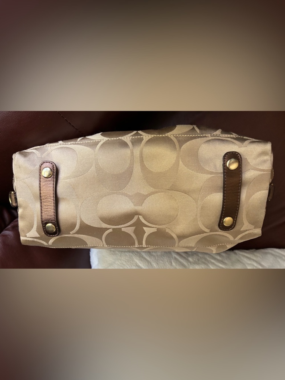 Coach “Poppy” Tan and Brown Signature Convertible Satchel - Picture 14 of 14